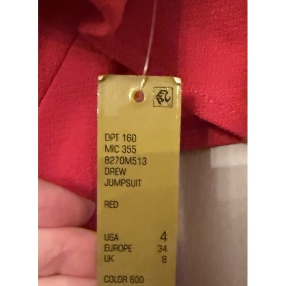 Gianni Bini Red‎ Ruffle Cocktail Drew Jumpsuit One Shoulder Wide Leg New Rt-178$ - Picture 7 of 8